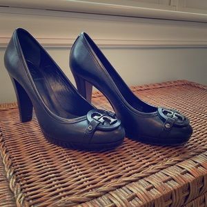 Tory Burch black leather platform heels